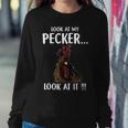 Vintage Look At My Pecker Look At It Funny Rooster Chicken Women Crewneck Graphic Sweatshirt Personalized Gifts