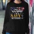 Vintage Proud Wife Of A Navy For Veteran Gift Women Crewneck Graphic Sweatshirt Funny Gifts