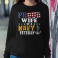 Vintage Proud Wife Of A Navy For Veteran Gifts Women Crewneck Graphic Sweatshirt Funny Gifts
