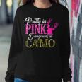 Womens Cute Camoflauge Pretty In Pink Dangerous In Camo Hunter Girl Women Crewneck Graphic Sweatshirt Funny Gifts