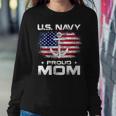 Womens US Navy Proud Mom With American Flag Gift Veteran Day Women Crewneck Graphic Sweatshirt Funny Gifts