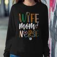 Womens Wife Mom Nurse Womens Rn Lpn Mothers Day For Nurses Women Crewneck Graphic Sweatshirt Personalized Gifts