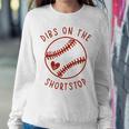 Dibs On The Shortstop Funny Baseball Wife Husband Love Women Crewneck Graphic Sweatshirt Funny Gifts