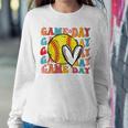 Groovy Softball Game Day Team Sports Softball Mom Game Day Women Sweatshirt Unique Gifts