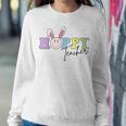 Hoppy Teacher Easter Bunny Ears With Smile Face Meme Women Sweatshirt Unique Gifts