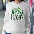One Lucky Teacher Cute Educator St Patricks Day Shamrock Women Crewneck Graphic Sweatshirt Funny Gifts
