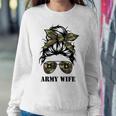 Proud Army Wife Messy Bun Hair Camouflage Bandana Sunglasses Women Sweatshirt Unique Gifts