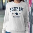 Sister Bay Wisconsin Wi Vintage Athletic Navy Sports Women Sweatshirt Unique Gifts