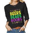 Beers Beads Boobs Mardi Gras Celebration Carnival Costume Women Graphic Long Sleeve T-shirt