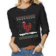 Chicken Christmas Pajama Red Plaid Family Ugly Christmas Women Long Sleeve T-shirt