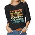 Earth Day 2023 Save Bees Rescue Animals Recycle Plastics Women Graphic Long Sleeve T-shirt