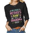 Womens My First As A Grandma 2023 Happy Women Long Sleeve T-shirt