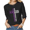 My God Is Stronger Than Pancreatic Cancer Awareness Warrior Women Long Sleeve T-shirt