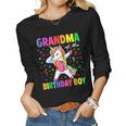 Grandma Of The Birthday Party Gifts Boys Dabbing Unicorn Women Graphic Long Sleeve T-shirt