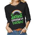 Luckiest Kindergarten Teacher St Patricks Day Women Graphic Long Sleeve T-shirt