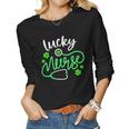 Lucky NurseSt Pattys Day Gift Shamrock Nurse  Women Graphic Long Sleeve T-shirt