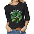 Rainbow Postpartum Mother Baby Nurse St Patricks Day Women Graphic Long Sleeve T-shirt