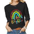 Retro 100 Days Of Brighter Teacher 100 Days Smarter Women Graphic Long Sleeve T-shirt
