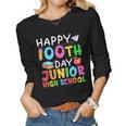 Retro 100 Days Of Junior High School Teachers & Students Women Graphic Long Sleeve T-shirt