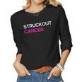 Womens Struckout Cancer Baseball Pink Cancer Support Awareness Women Long Sleeve T-shirt