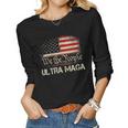 Womens Ultra Maga Anti Biden Us Flag Pro Trump Trendy Women Long Sleeve T-shirt