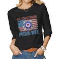 US Coast Guard Proud Wife With American Flag Gift Veteran Women Graphic Long Sleeve T-shirt