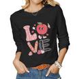 Valentine Teacher Love Retro Groovy Valentines Day Teachers Women Graphic Long Sleeve T-shirt