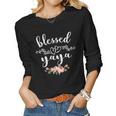 Womens Blessed Yaya Cute Flower Yaya Gift Women Graphic Long Sleeve T-shirt