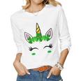 Rainbow Unicorn St Patricks Day Theme 8 9 10 12 Women Girls  Women Graphic Long Sleeve T-shirt