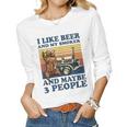 Bear I Like Beer And My Smoker And Maybe 3 People Women Graphic Long Sleeve T-shirt