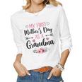 Womens My First As A Grandma Flowers 2023 Women Long Sleeve T-shirt