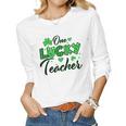 Funny Shamrock One Lucky Teacher St Patricks Day School V2 Women Graphic Long Sleeve T-shirt