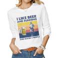 I Like Beer And Running And Maybe 3 People Vintage Gift Women Graphic Long Sleeve T-shirt