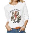 Leopard Proud Member Of Bad Moms Club Lightning Bolt Western Women Graphic Long Sleeve T-shirt
