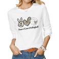 Peace Love Volleyball Mom Leopard Print Cheetah Pattern Women Long Sleeve T-shirt