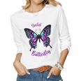 Purple And Blue Social Butterfly Women Long Sleeve T-shirt