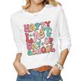 Retro Groovy Happy Last-Day Of School Leopard Teacher Kids Women Long Sleeve T-shirt