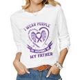 Womens Purple In Memory Of Father Dad Pancreatic Cancer Awareness Women Graphic Long Sleeve T-shirt
