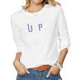 Womens Purple Up Soldier Military Child Usa Flag Dandelion Women Graphic Long Sleeve T-shirt