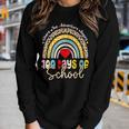 100 Days Of School Teacher 100 Days Smarter Rainbow Leopard V3 Women Graphic Long Sleeve T-shirt Gifts for Her