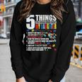 5 Things You Should Know About My Daughter Autism Awareness Women Graphic Long Sleeve T-shirt Gifts for Her