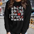 Abc Chalk Alphabet I Love You English Teacher Valentines Day V5 Women Graphic Long Sleeve T-shirt Gifts for Her