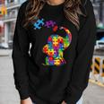 Autism Mom Elephant Puzzle Pieces Adhd Autism Supporter Women Graphic Long Sleeve T-shirt Gifts for Her