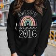 Awesome Since 2016 7Th Birthday Rainbow Born In 2016 Women Long Sleeve T-shirt Gifts for Her