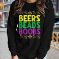 Beers Beads Boobs Mardi Gras Celebration Carnival Costume Women Graphic Long Sleeve T-shirt Gifts for Her