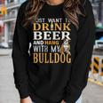 Bulldog Dad Dog Dad & Beer Lover Fathers Day Gift Women Graphic Long Sleeve T-shirt Gifts for Her