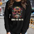 Womens Cinco De Mayo Day Of Dead Sugar Skull Skeleton Floral Skull Women Long Sleeve T-shirt Gifts for Her