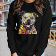 Colorful Baby Pit-Bull Terrier Lover Dad Mom Funny Kidding Women Graphic Long Sleeve T-shirt Gifts for Her