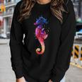 Colorful Sea Horse Lover Dad Mom Funny Kidding Women Graphic Long Sleeve T-shirt Gifts for Her