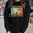 Cool Otter Design For Men Women Kids Vintage Sea Otter Lover Women Graphic Long Sleeve T-shirt Gifts for Her